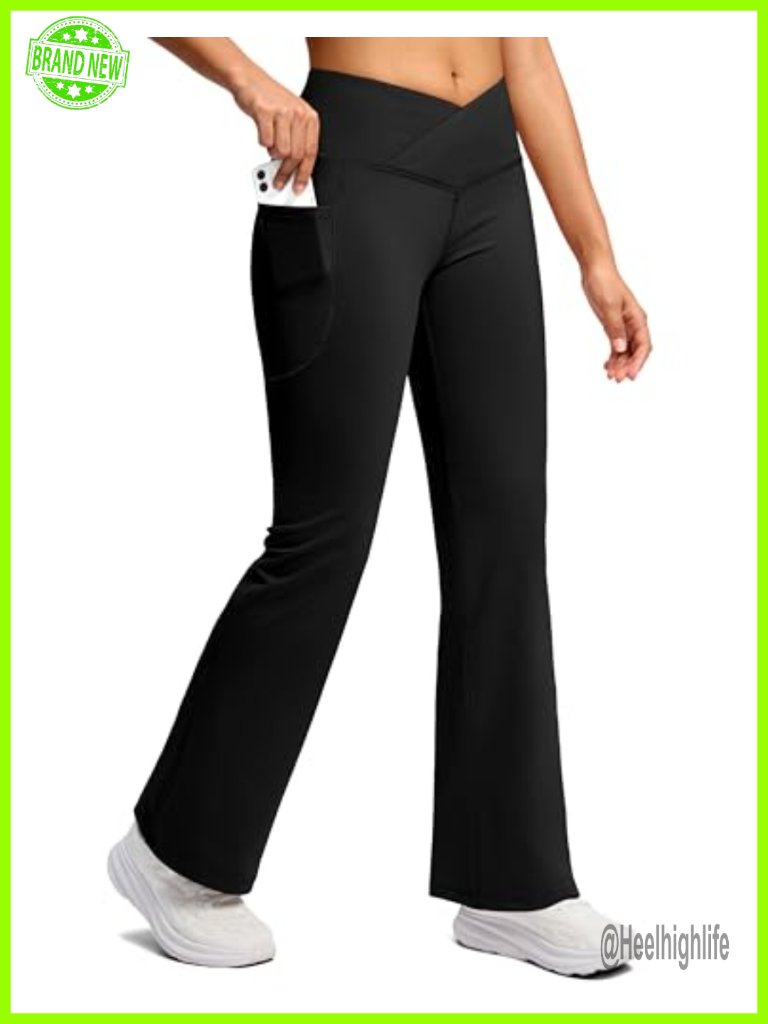 Fleece Lined Yoga Pants With Pockets Thermal Warm Flare Leggings